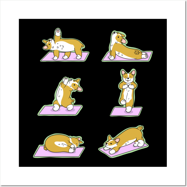 Cute Corgi Yoga Wall Art by IhateDumplings